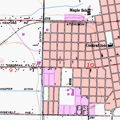 Topographic Map of Church of Christ, CA