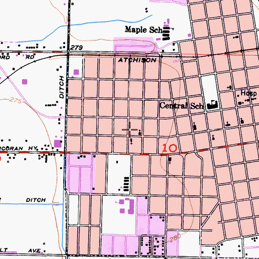 Topographic Map of Church of God, CA