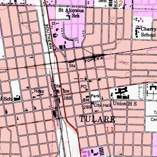 Topographic Map of First Baptist Church, CA