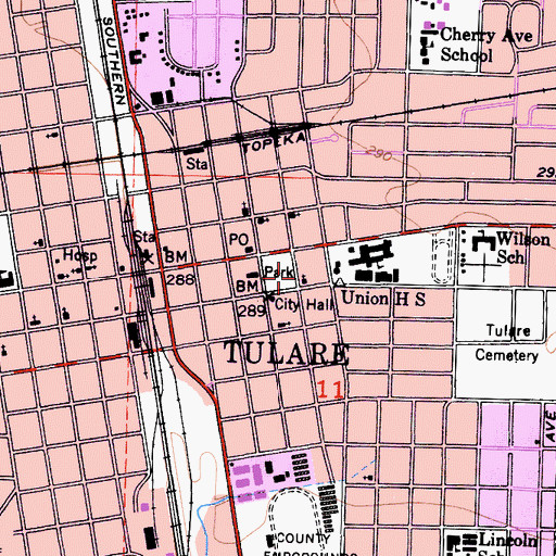 Topographic Map of First Church of Christ Scientist, CA