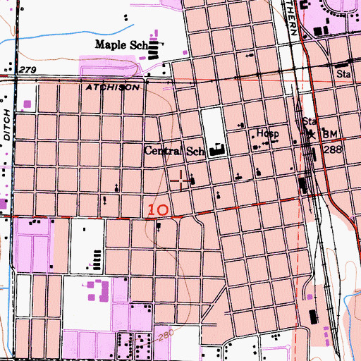 Topographic Map of First Church of God, CA