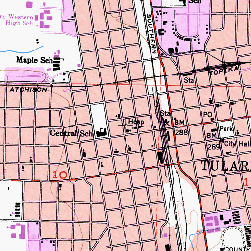 Topographic Map of First Congregational Church, CA