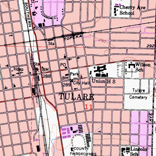 Topographic Map of First Lutheran Church, CA