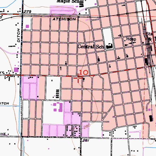 Topographic Map of Foursquare Church, CA