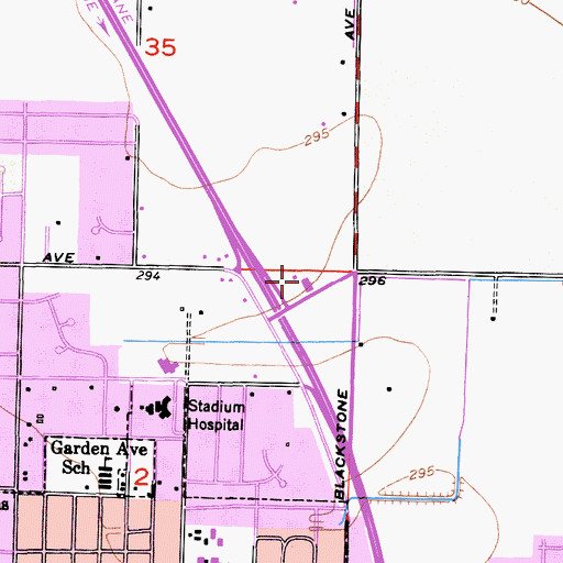 Topographic Map of Monte Vista Shopping Center, CA