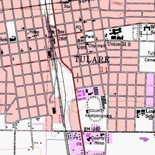 Topographic Map of Mount Olive Baptist Church, CA