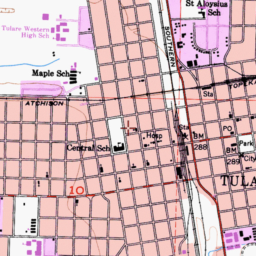 Topographic Map of Saint Johns Episcopal Church, CA