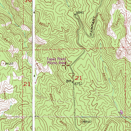 Topographic Map of Virgins Bath Overlook, CO