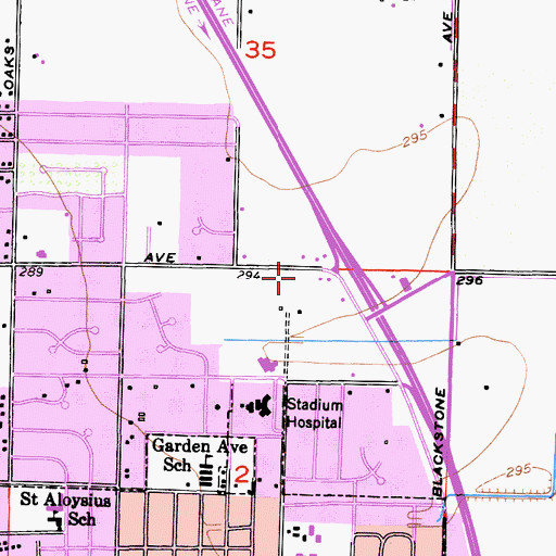 Topographic Map of Tulare Town and Country Village Shopping Center, CA