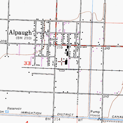 Topographic Map of Alpaugh Junior-Senior High School, CA
