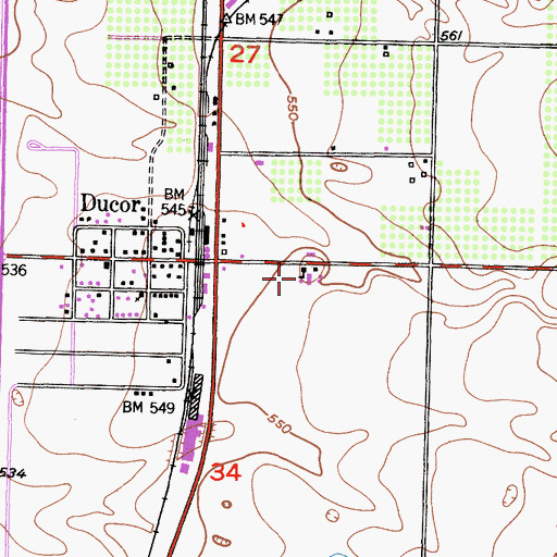 Topographic Map of Ducor Union Elementary School, CA