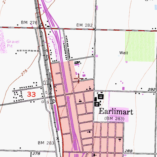 Topographic Map of Earlimart Branch Tulare County Library, CA