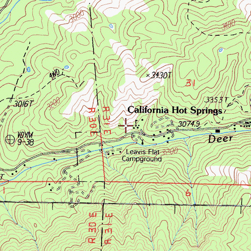 Topographic Map of Hot Springs Elementary School, CA