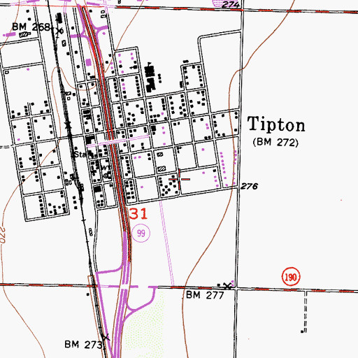 Topographic Map of Saint Johns School, CA