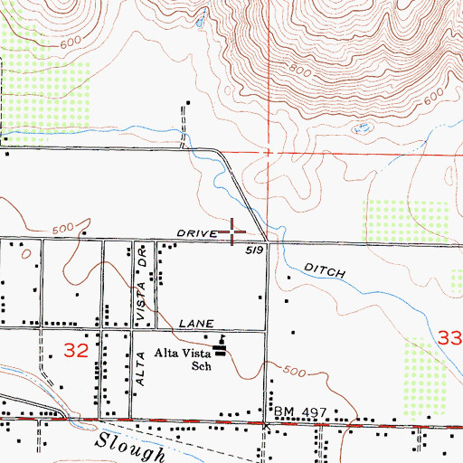 Topographic Map of Serendipity Community School, CA