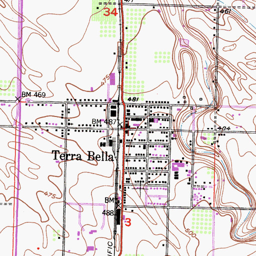 Topographic Map of Terra Bella Branch Tulare County Library, CA