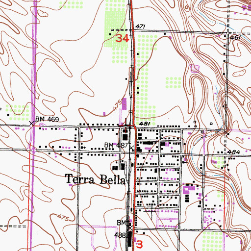 Topographic Map of Terra Bella Post Office, CA