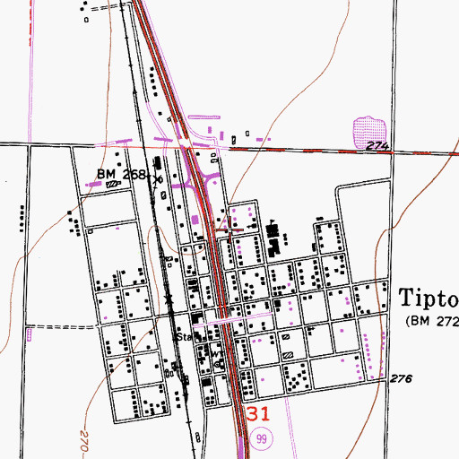 Topographic Map of Tipton United Methodist Church, CA