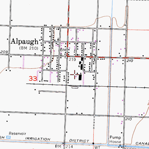Topographic Map of Tule High School, CA
