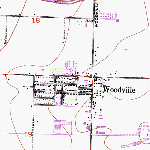 Topographic Map of Woodville Elementary School, CA