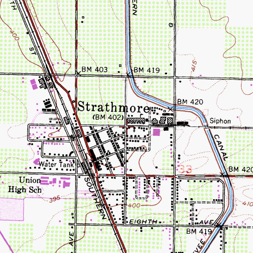 Topographic Map of First Baptist Church of Strathmore, CA