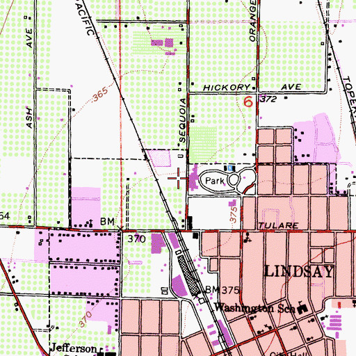 Topographic Map of Lindsay Hospital Medical Center, CA