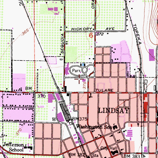 Topographic Map of Lindsay-Strathmore Building, CA