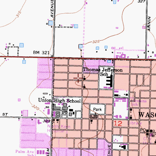 Topographic Map of Central Missionary Baptist Church, CA