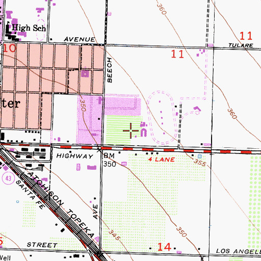 Topographic Map of Central Valley Continuation High School, CA