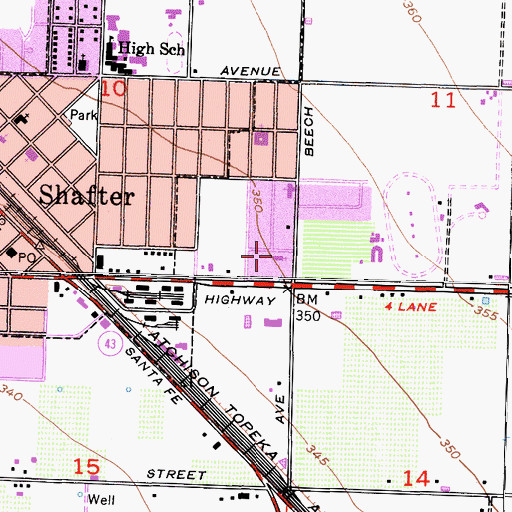 Topographic Map of Church of Christ, CA