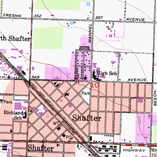 Topographic Map of Congregational Church of Shafter, CA