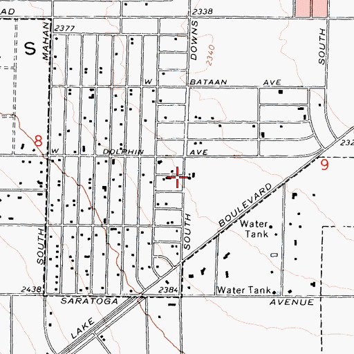 Topographic Map of First Baptist Church of Ridgecrest, CA