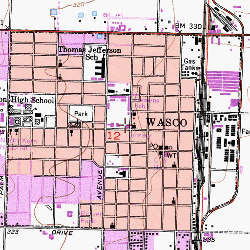 Topographic Map of First Congregational Church, CA