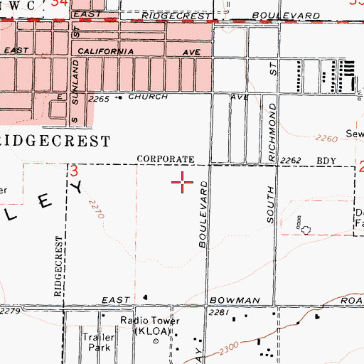 Topographic Map of Gateway Elementary School, CA