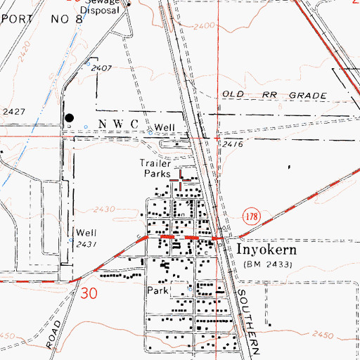 Topographic Map of Inyokern Community Methodist Church, CA