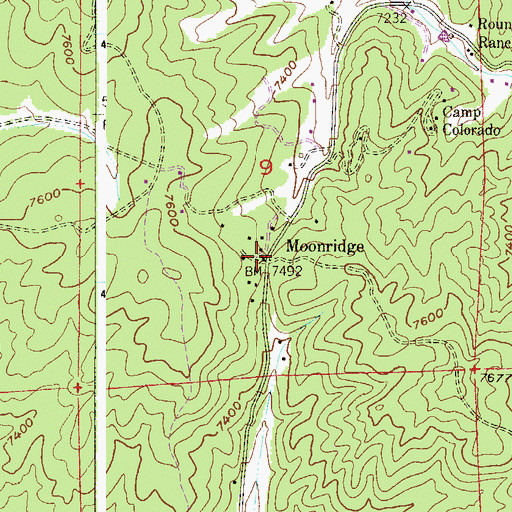 Topographic Map of Moonridge, CO