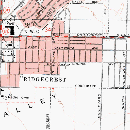 Topographic Map of Kingdom Hall of Jehovahs Witnesses, CA