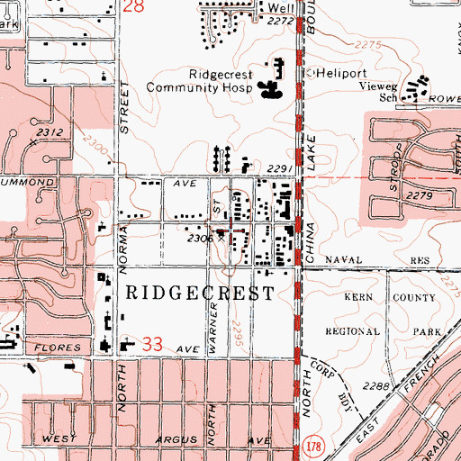 Topographic Map of Our Saviors Lutheran Church, CA