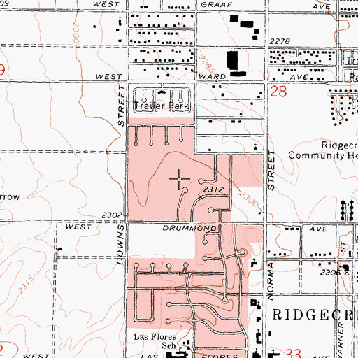 Topographic Map of Pearson Park, CA