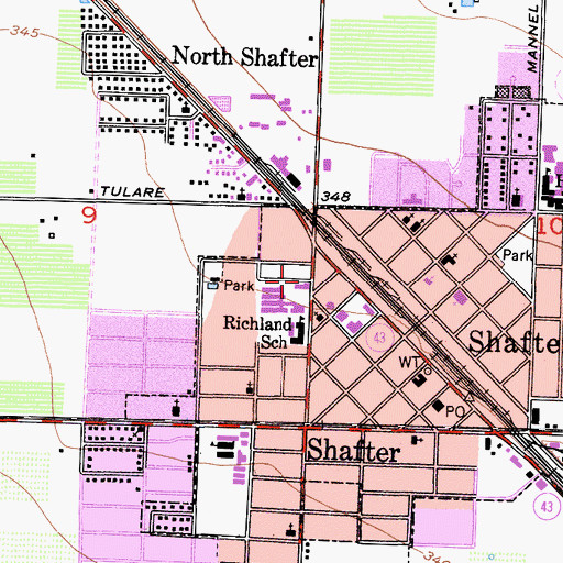 Topographic Map of Richland School District Office, CA