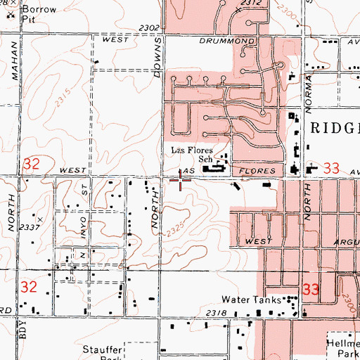 Topographic Map of Ridgecrest Presbyterian Church, CA