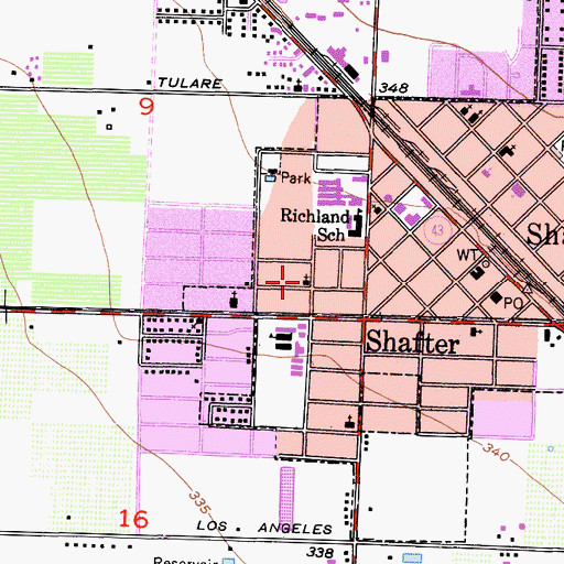 Topographic Map of Shafter Missionary Baptist Church, CA