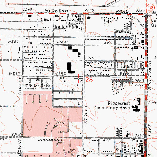 Topographic Map of Tivoli Centre Shopping Center, CA