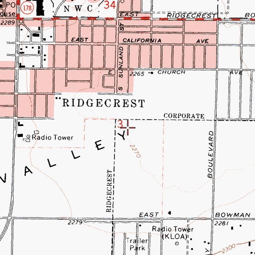 Topographic Map of Upjohn Park, CA
