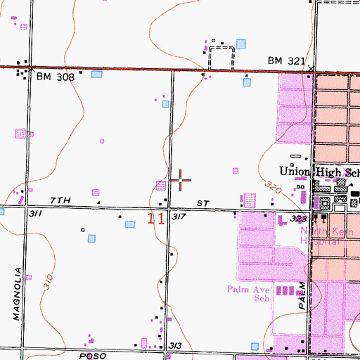 Topographic Map of Westside Park, CA