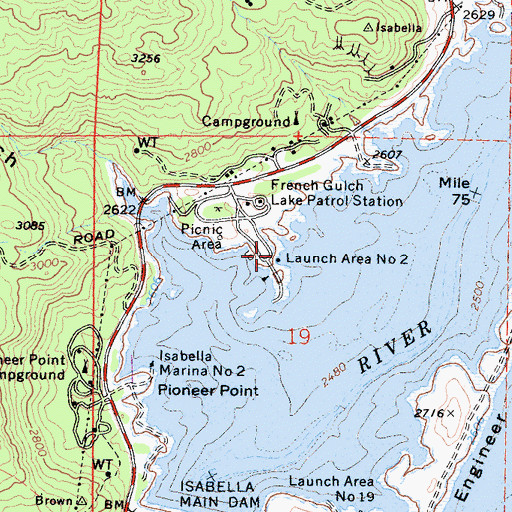 Topographic Map of French Gulch Marina, CA