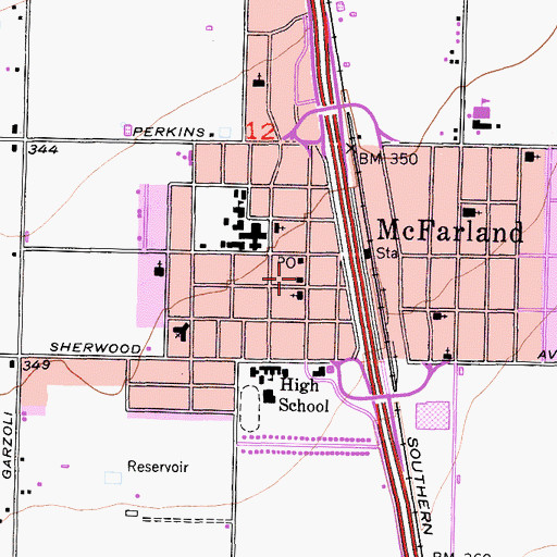 Topographic Map of Jackson Branch Kern County Library, CA