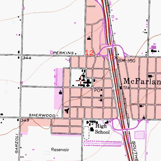 Topographic Map of Kern Avenue Elementary School, CA