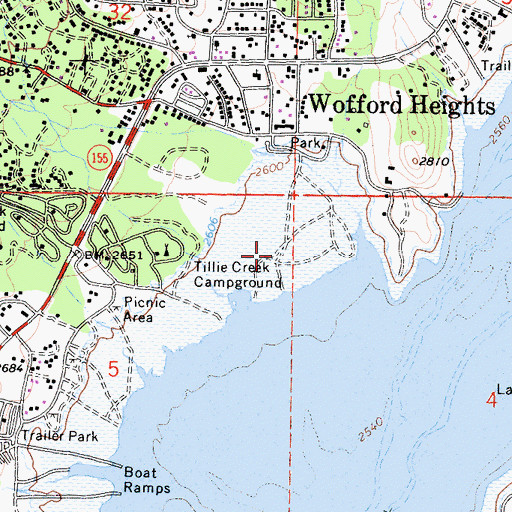 Topographic Map of North Fork Marina, CA