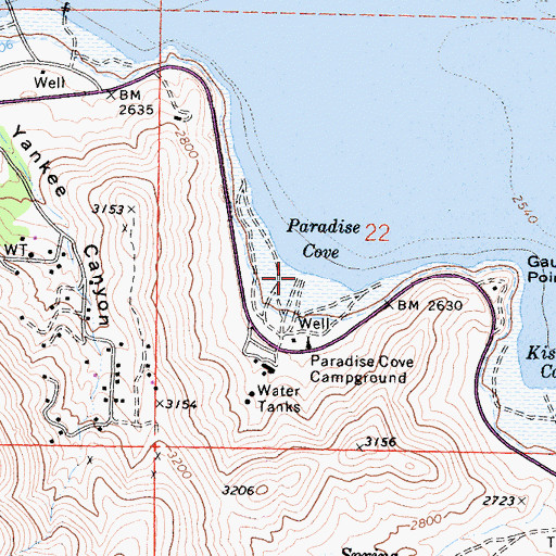 Topographic Map of Paradise Cove Boat Ramp, CA